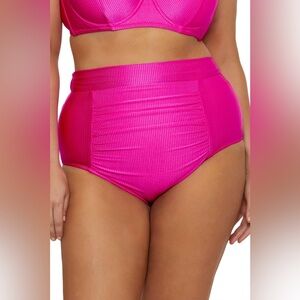 BECCA || Monte Carlo Hi-Waist Vibrant Pink Bikini Bottom. Sz. 3X(22-24)